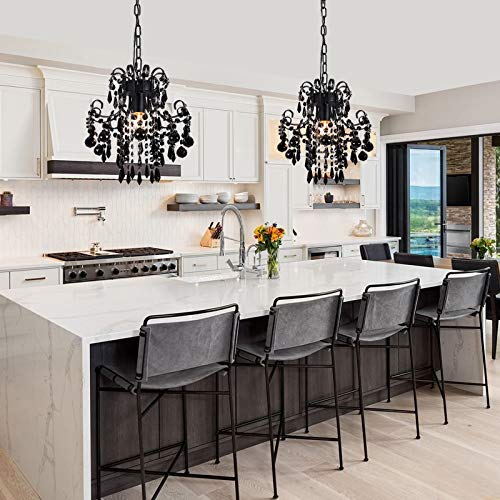 QS Q&S Mini Crystal Chandelier, Modern Black Small Chandelier 1-Light Crystal Pendant Light Fixture for Princess House Nursery Girls Hallway Entryway Bedroom Foyer Bathroom Kitchen W11.8 UL Listed - Image 5