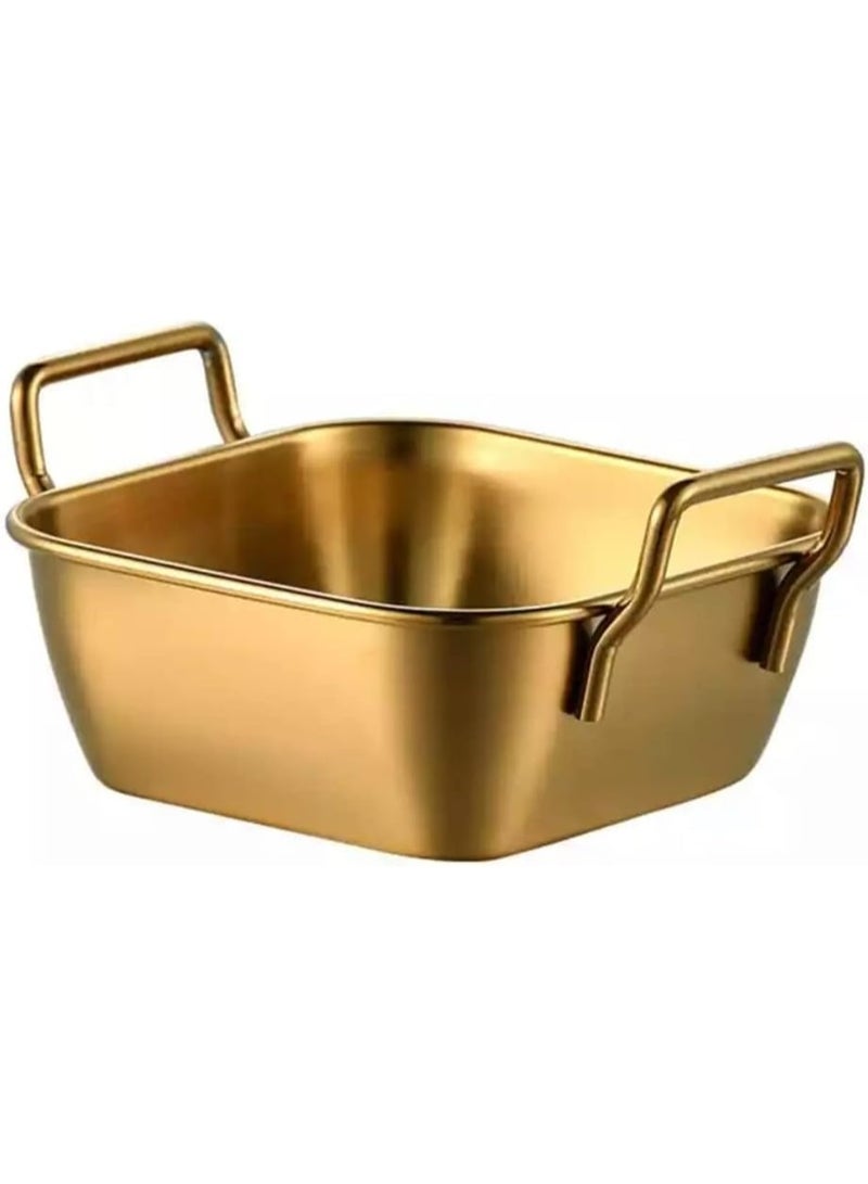 Gold Stainless Steel Food Dish - Dessert Plate, Fruit & Cake, Snack, Kitchen, Western Steak (Small Square Size)  DD-272 - Image 5