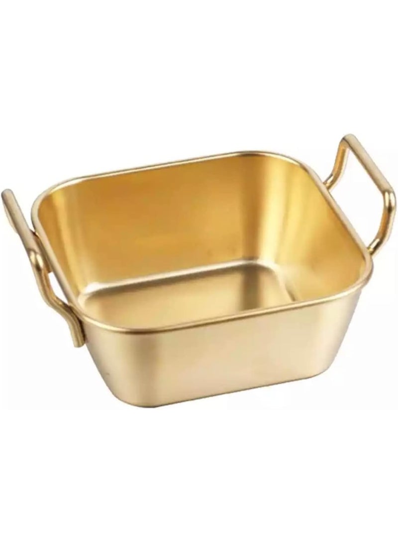 Gold Stainless Steel Food Dish - Dessert Plate, Fruit & Cake, Snack, Kitchen, Western Steak (Small Square Size)  DD-272 - Image 4