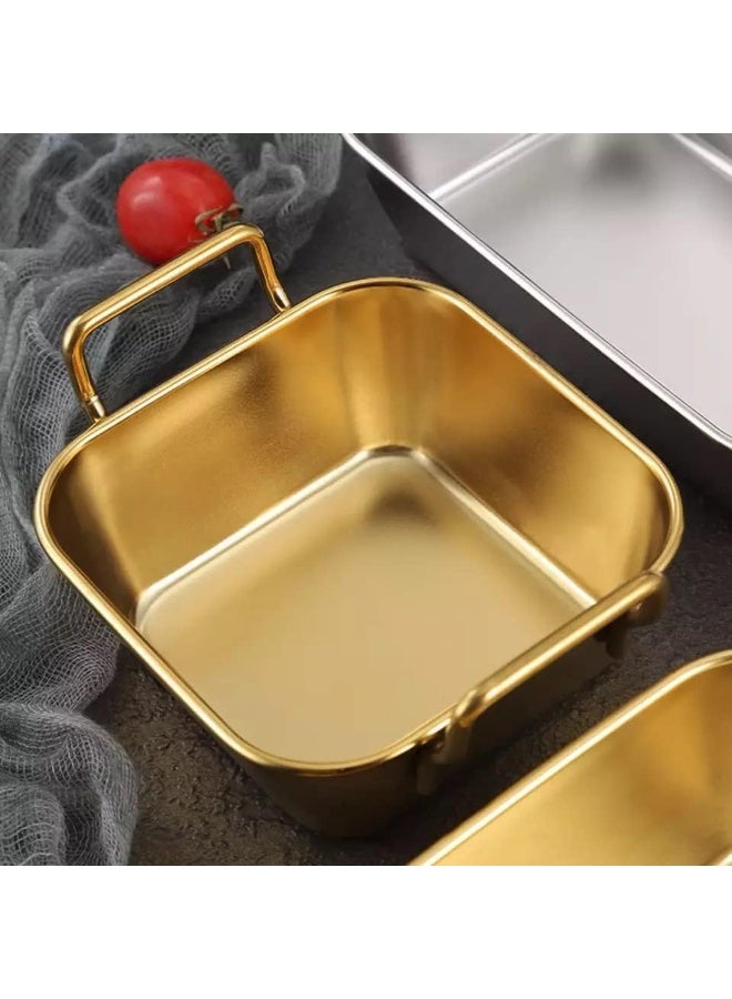 Gold Stainless Steel Food Dish - Dessert Plate, Fruit & Cake, Snack, Kitchen, Western Steak (Small Square Size)  DD-272 - Image 2