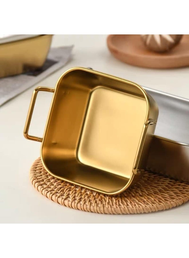 Gold Stainless Steel Food Dish - Dessert Plate, Fruit & Cake, Snack, Kitchen, Western Steak (Small Square Size)  DD-272 - Image 3