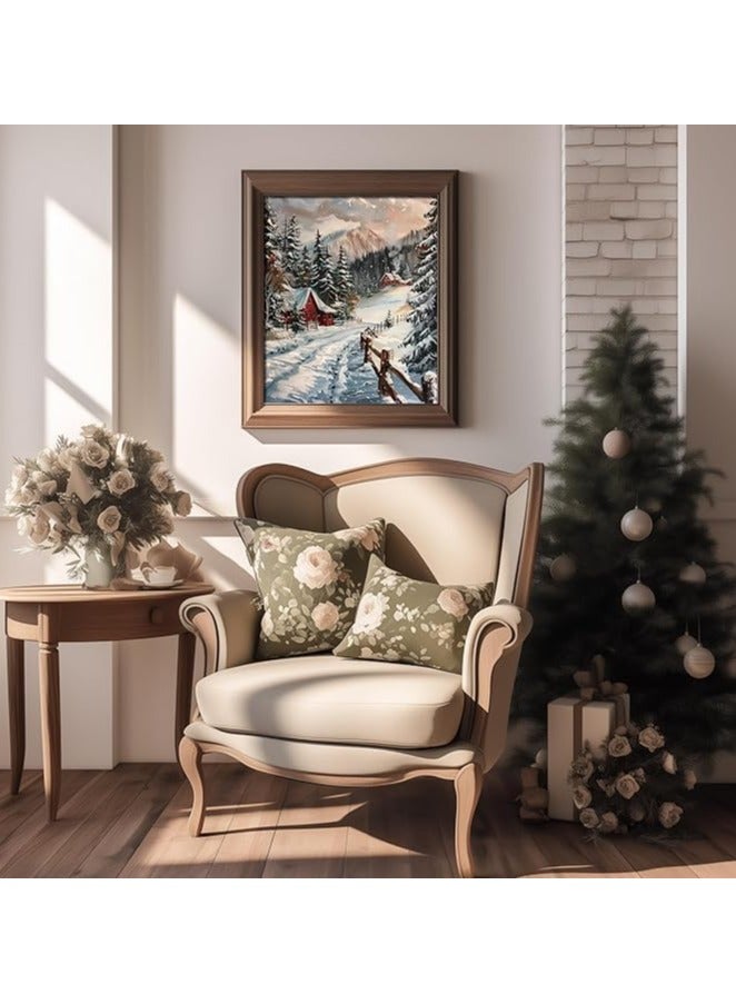 مؤسسة فكرة اليوم لوحات فنية من القماش لعيد الميلاد العتيق من Today Idea، منظر ريفي شتوي لبقرة وحصان مرتفع لغرفة المعيشة وغرفة النوم وديكور المكتب مقاس 8 × 10 بوصات - Image 4