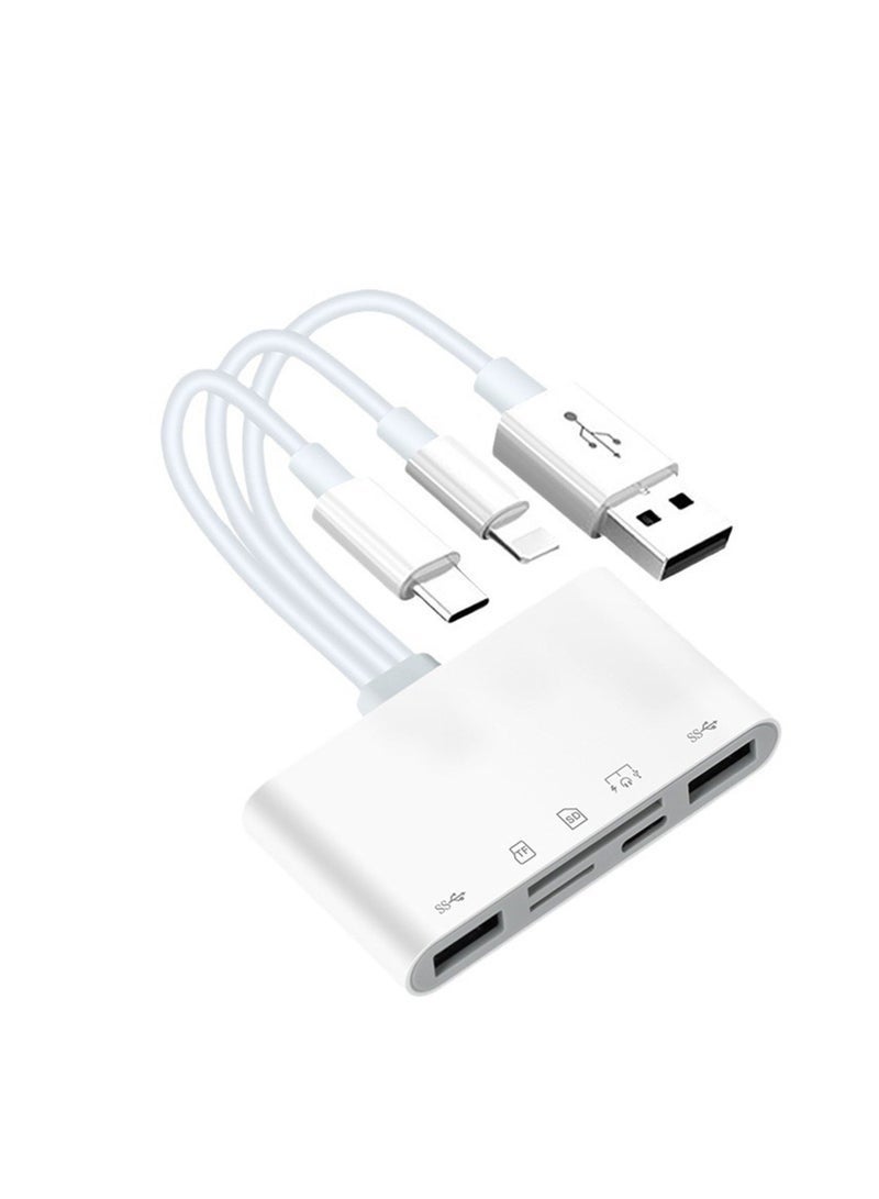 بابونا قارئ بطاقات ذاكرة 5 في 1، محول USB OTG وقارئ بطاقات SD لأجهزة i-Phone/i-Pad وأجهزة USB C و USB A المزودة بفتحات بطاقات Micro SD و SD، يدعم SD/Micro SD/SDHC/SDXC/MMC - Image 2