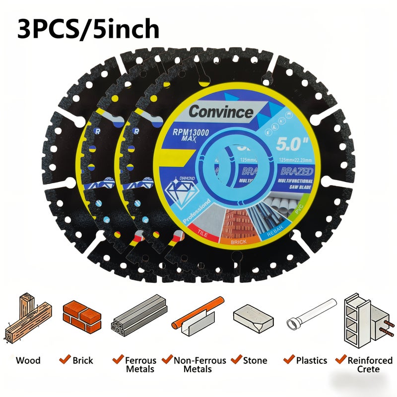 3pcs 125mm Metal Cutting Disc For Steel Stone Concrete Aluminum - Image 5