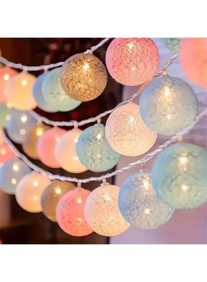 Macaron Color 10 LEDs Ball Lantern Light String Bohemian Fairy Lights Bedroom Wedding Decor - Image 1