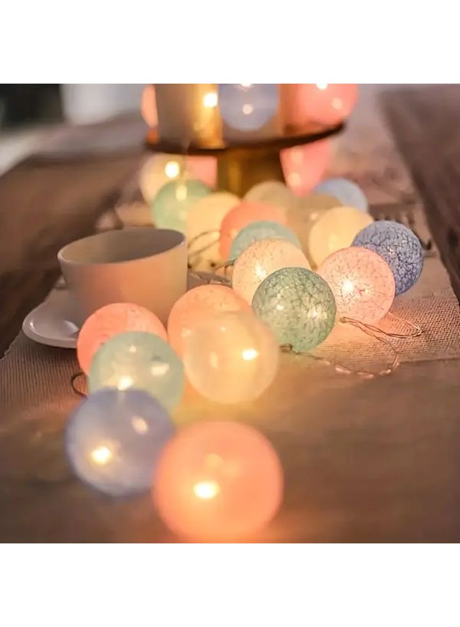 Macaron Color 10 LEDs Ball Lantern Light String Bohemian Fairy Lights Bedroom Wedding Decor - Image 4