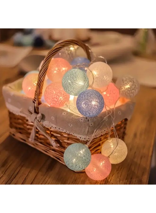 Macaron Color 10 LEDs Ball Lantern Light String Bohemian Fairy Lights Bedroom Wedding Decor - Image 3