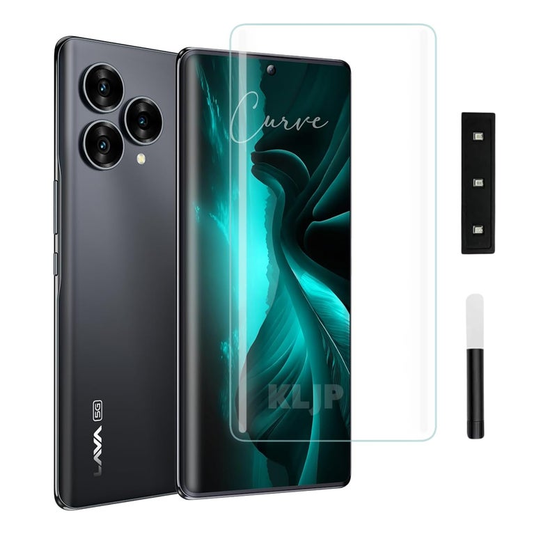 KLJP Advanced HD+ Curved UV Gorilla Tempered Glass Screen Protector Designed For Lava Blaze Curve 5G - Edge-To-Edge Protector Full Screen Coverage with Easy Installation Kit - Image 1