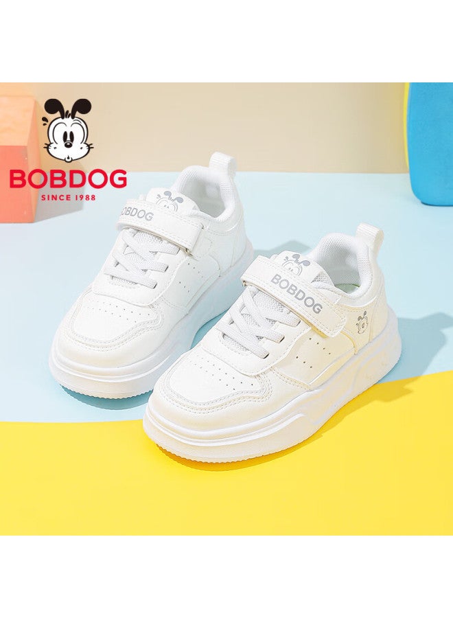 Bobdog Girls' Versatile Comfortable Sneakers, Autumn Low-top Soft-soled White Shoes For Children, 101553090 White Color, Size 35 - Image 1