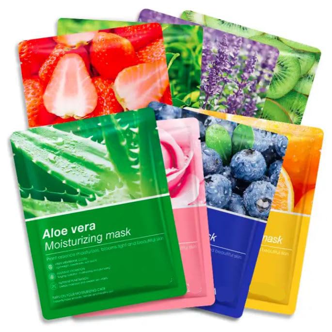 Calitate24 Calitate24 3Pcs Serum Face Mask Sheet For Girls Natural Aloe Vera Masks Enriched With VitaminC And AloeVera Extract For Glowing Skin Deep Cleansing AntiAgeing  - Image 1