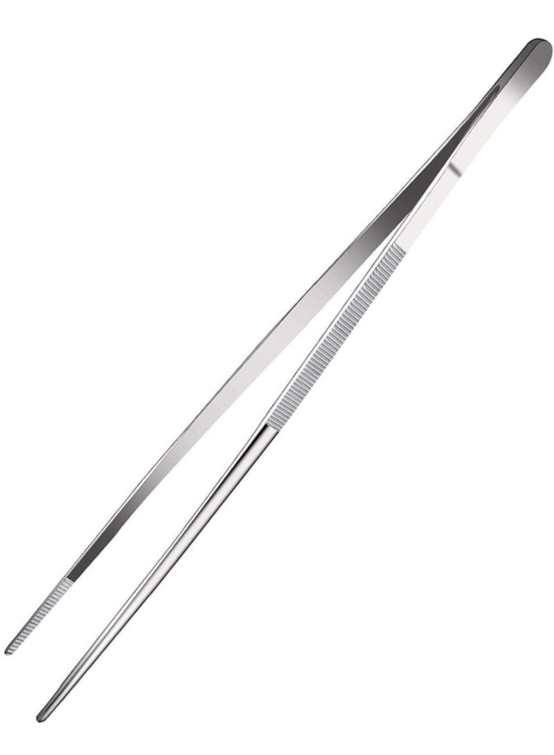 KASTWAVE Long Tweezers Kitchen Tweezers with Precision Serrated Food Tweezers Tongs with Precision Serrated Tips Stainless Steel Culinary Long Chef Tweezers for Cooking Kitchen Barbecue - Image 1