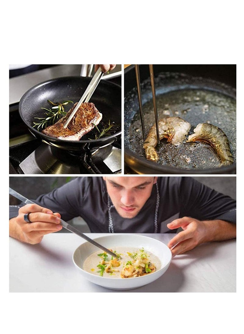 KASTWAVE Long Tweezers Kitchen Tweezers with Precision Serrated Food Tweezers Tongs with Precision Serrated Tips Stainless Steel Culinary Long Chef Tweezers for Cooking Kitchen Barbecue - Image 5