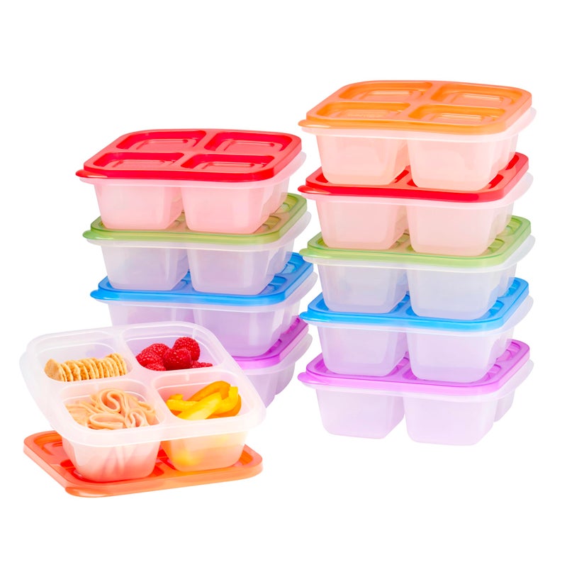 Bentgo Easyboxes 4-Compartment Snack Containers - 20-Piece Set with 10 Trays & 10 Custom-Fit Lids to Seal in Freshness - Reusable Food Storage & Meal Prep Bento BPA-Free Containers (Classic) - Image 1