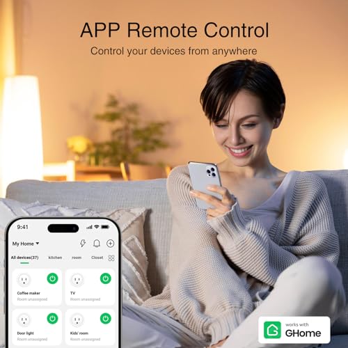 GHome Smart Plug, WiFi Smart Plugs Work with Alexa and Google Home, Smart Outlet Timer with APP Remote Control, 2.4GHz Wi-Fi Only, No Hub Required, ETL FCC Listed, White - Image 2