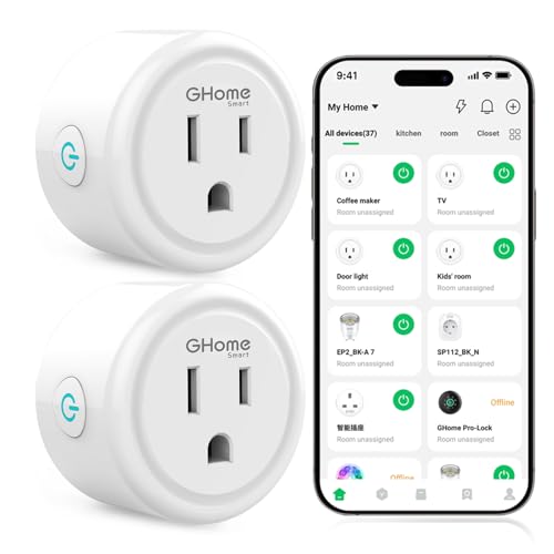 GHome Smart Plug, WiFi Smart Plugs Work with Alexa and Google Home, Smart Outlet Timer with APP Remote Control, 2.4GHz Wi-Fi Only, No Hub Required, ETL FCC Listed, White - Image 1