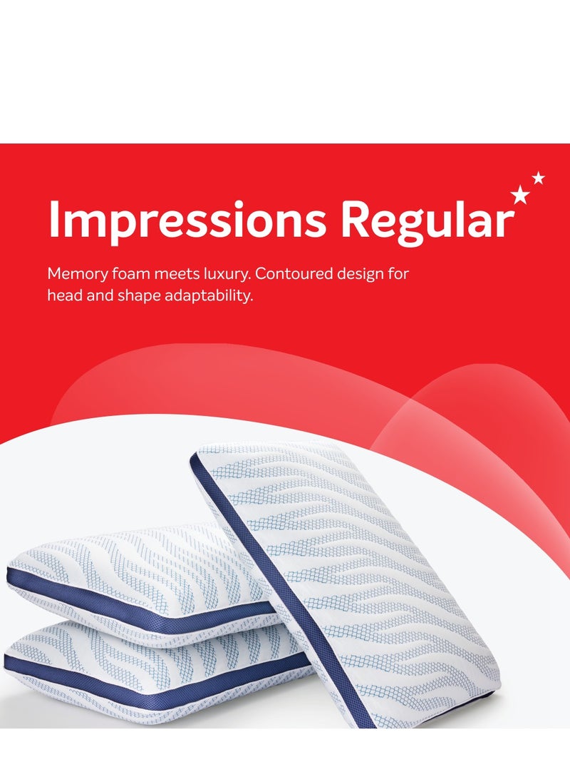 Sleepwell Impression Regular ,Molded Foam Pillow For Pain free Head & Neck Support 66x46x13 CMS, Breathable, Cooling, Premium European Knitted Fabric with Washable Cover , Anti-microbial  Tech  - Image 2