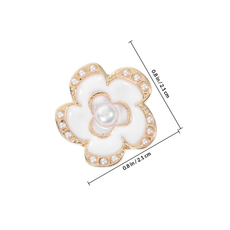 2pcs Shirt for Women Elegant Flower Button Covers Decorative Alloy Jewelry Button Clips DIY Clothing Decoration Accessories - Image 2