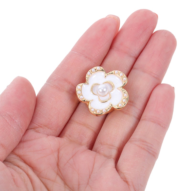 2pcs Shirt for Women Elegant Flower Button Covers Decorative Alloy Jewelry Button Clips DIY Clothing Decoration Accessories - Image 3