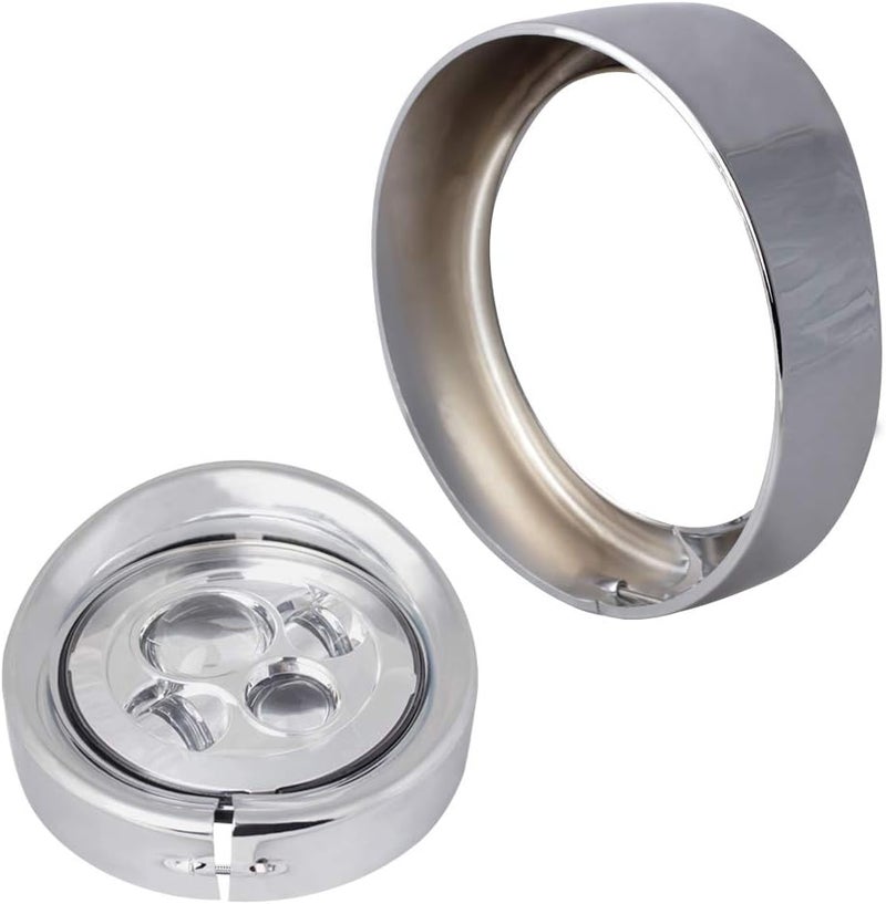 NTHREEAUTO 7" Headlight Visor Trim Ring Chrome Motorcycle Headlamp Frenched Rings Head Lamp Decorate Accessories Compatible with Harley Road King Electra Glide Heritage Softail Touring (Chrome) - Image 2