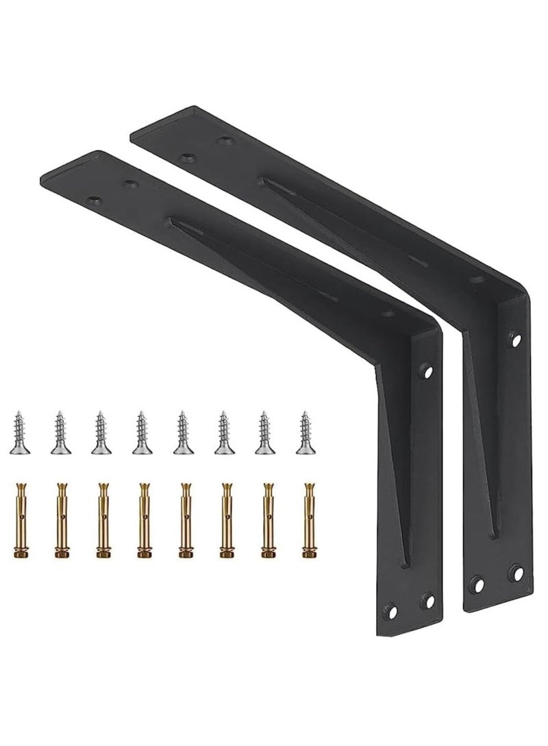 Rubik Shelf Brackets 5.5 inch - 2pcs Wall Mounted Triangle Heavy Duty Corner Brace Joint Right Angle L Bracket for DIY Table Bench Countertop - Black  - Image 1