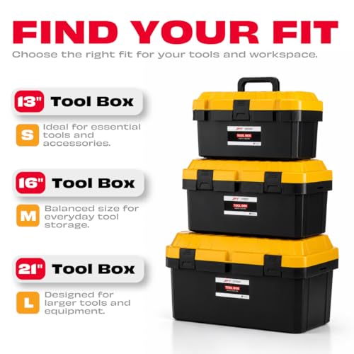 JPT 21-Inch Industrial-Grade Heavy-Duty Tool Box | Two Transparent Lids & One Removable Tray | Secure Tight Latch with Padlock Eye | Best for Electricians, Carpenters, Automobile Use & More - Image 4