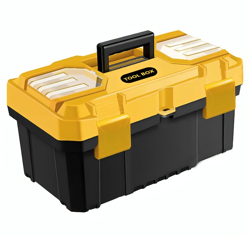 JPT 21-Inch Industrial-Grade Heavy-Duty Tool Box | Two Transparent Lids & One Removable Tray | Secure Tight Latch with Padlock Eye | Best for Electricians, Carpenters, Automobile Use & More - Image 2