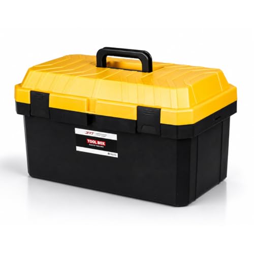 JPT 21-Inch Industrial-Grade Heavy-Duty Tool Box | Two Transparent Lids & One Removable Tray | Secure Tight Latch with Padlock Eye | Best for Electricians, Carpenters, Automobile Use & More - Image 1