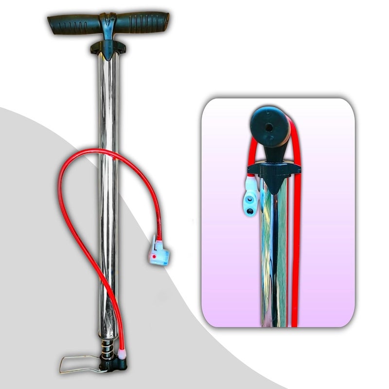Hill Clean Stainless Steel Heavy Duty Chrome Steel Air Pump for Car Bike Bicycle Motorcycle Sports Ball and Inflatable Furniture/Toys (S Pump with Pin) - Image 5