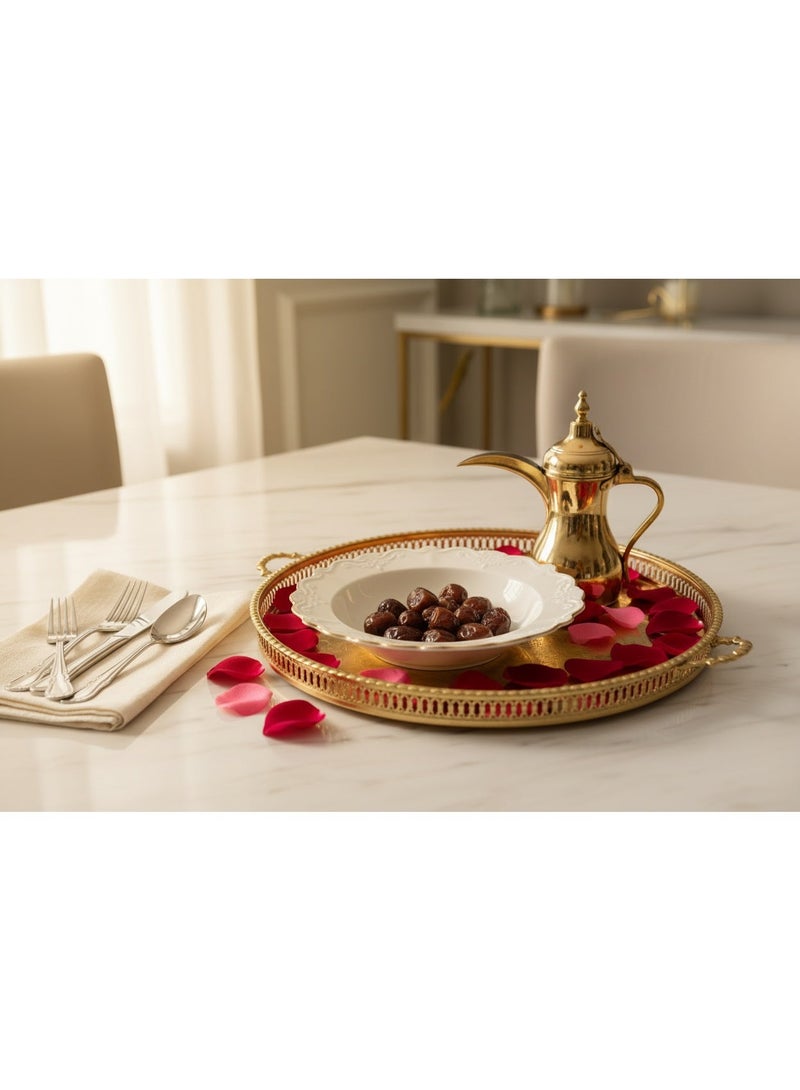 Solecasa Off-White Round Ceramic Plate with Gold Rim - 8.5 Inch - Image 5