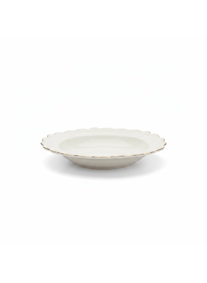Solecasa Off-White Round Ceramic Plate with Gold Rim - 8.5 Inch - Image 2