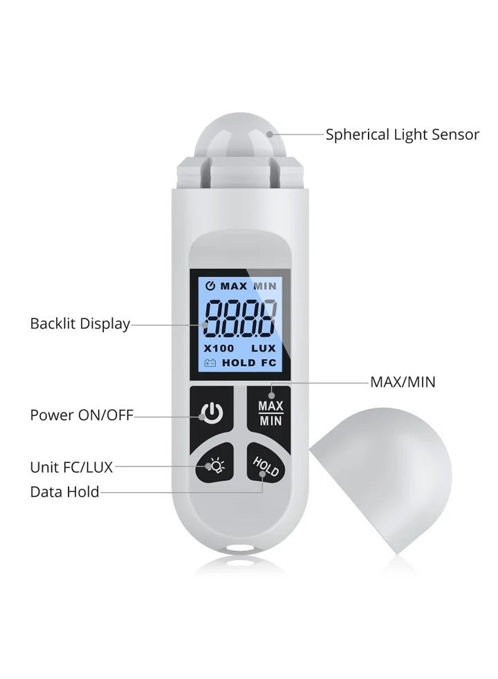 Light Meter, Handheld Photometer, Support Max/Min Modes Light Meter Range up to 200,000 Lux Luxmeter Handheld Digital Lux Meter Brightness Measuremen Instrument with LCD Characters Display  - Image 5