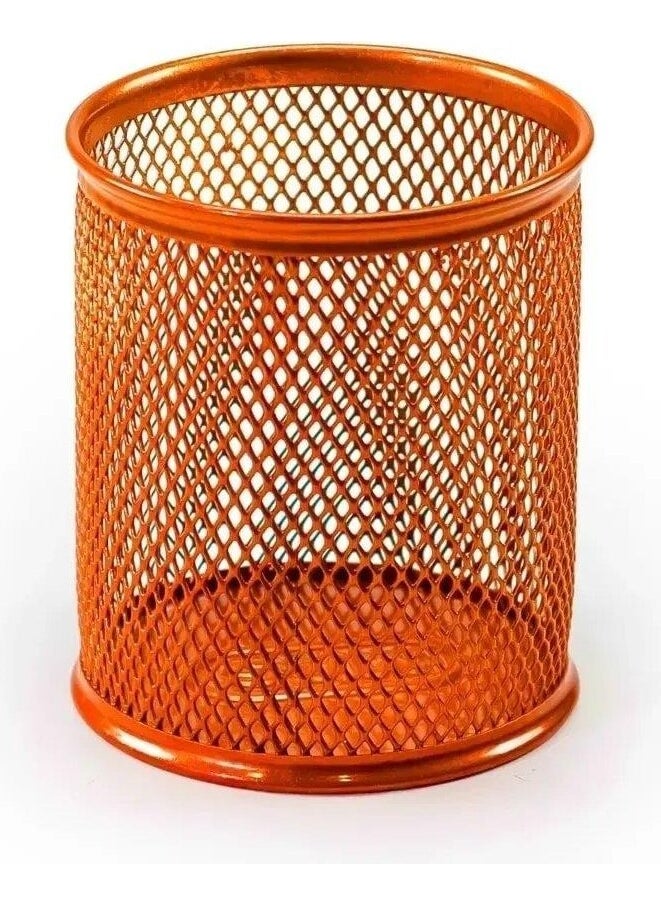 MAS - Metal Perforated Cylinder Pen Holder (Orange) - Image 1