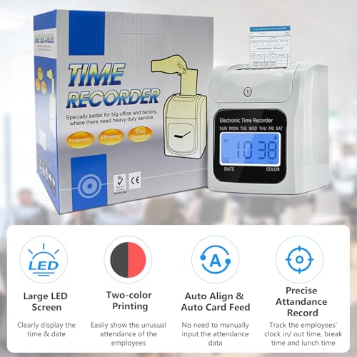TooCust Time Clock Bundle with 200 Time Cards 4 Ink Ribbons 2 TenSlot Time Card Racks 2 Security Keys AutoAlign Employee Time Clocks for Small Business - Image 3