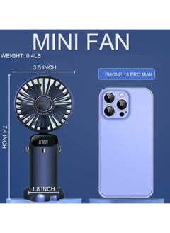 IMPERIUM Handheld Fan, Battery Operated Fan with Base, 8 Hours, Digital Display, 5 Speeds, 90° Ajustable, Rechargeable Mini Fan for Outdoor Indoor  - Image 2