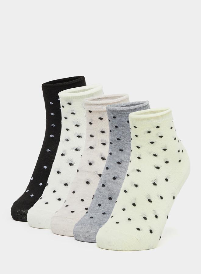 Styli Set of 5 - Polka Dot Print Crew Socks - Image 1