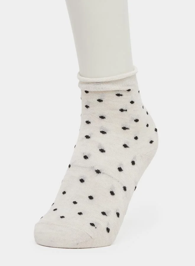 Styli Styli Set of 5 - Polka Dot Print Crew Socks