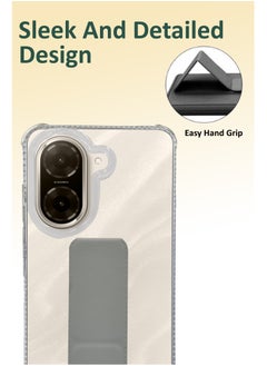 NAFCO For Redmi A5 4G / Poco C71 - Transparent Hand Grip Foldable Magnetic Kickstand Wrist Strap Finger Grip Shockproof Cover Compatible For Redmi A5 4G / Poco C71 - Clear / Grey  - Image 3