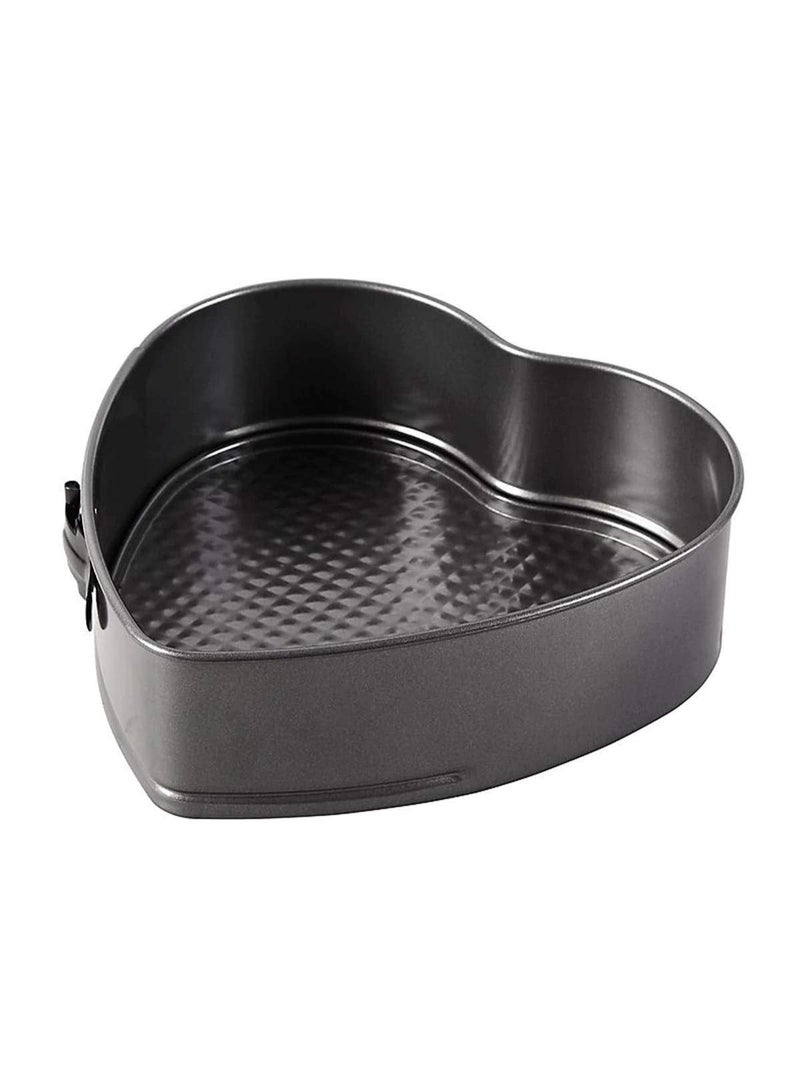 BLACKSTONE Nonstick Heart-Shaped Springform Cake Pan, 22.5 cm, Removable Base, Oven Safe Up to 230C, Carbon Steel Bakeware for Cheesecake and Desserts, Grey - Image 1