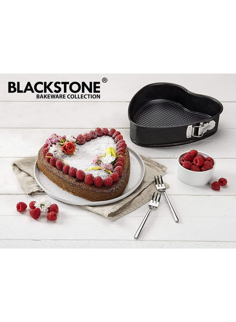 BLACKSTONE Nonstick Heart-Shaped Springform Cake Pan, 22.5 cm, Removable Base, Oven Safe Up to 230C, Carbon Steel Bakeware for Cheesecake and Desserts, Grey - Image 5
