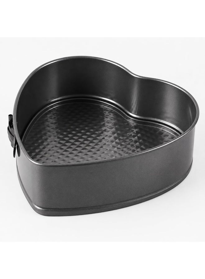 BLACKSTONE Nonstick Heart-Shaped Springform Cake Pan, 22.5 cm, Removable Base, Oven Safe Up to 230C, Carbon Steel Bakeware for Cheesecake and Desserts, Grey - Image 1