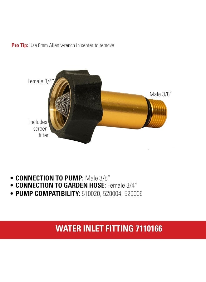 Simpson Cleaning 7110166 Water Inlet Fitting for OEM Technologies 520004 and 520006 Axial Cam Pressure Washer Pumps, Gold - Image 4