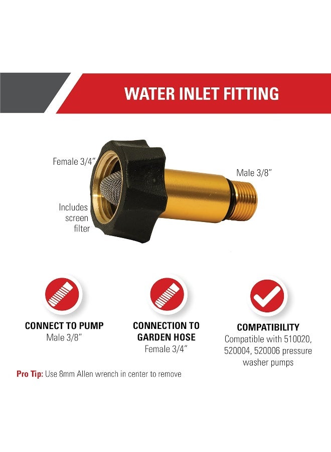 Simpson Cleaning 7110166 Water Inlet Fitting for OEM Technologies 520004 and 520006 Axial Cam Pressure Washer Pumps, Gold - Image 2