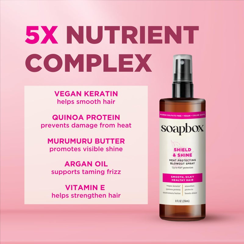 Soapbox Heat Protectant Spray, 8oz - Strengthening Hair Care, 3-in-1 Heat Protection, Shine Boosting, Anti Frizz Hair Spray, Vegan, Silicone Free, Sulfate Free, Color Safe - Image 4