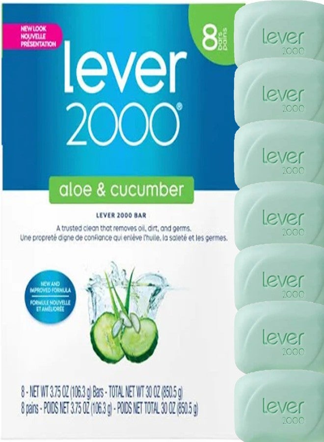 Lever 2000 Refreshing Body Soap and Facial Cleanser With Aloe & Cucumber Effectively Washes Away Bacteria, Fresh Aloe, 3.75 Ounce (Pack of 8) - Image 1