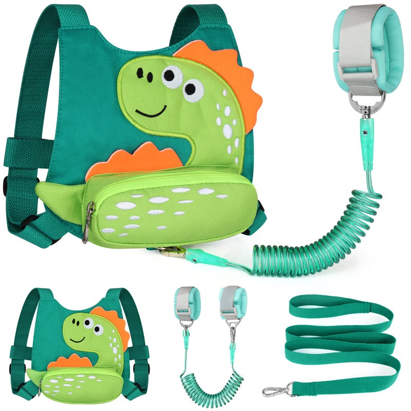 Toddler Harness Leash with Anti Lost Wrist Link Accmor Cute Dinosaur Kids Harness Children Leash Adorable Anti Lost Leash Walking Wristband Assistant Strap Belt for Baby Boys Girls Outdoor