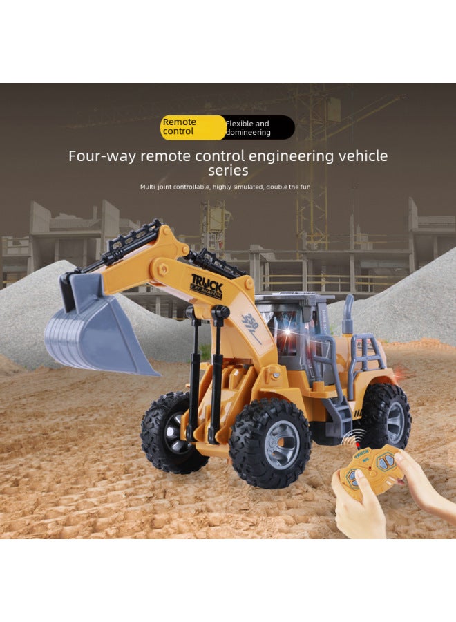 Loquat Children's Remote Control Car Toy - High-speed Off-road Vehicle Light Sound Effects For Outdoor Play-Color:Four-way JH74-1D Excavation Engineering Vehicle-Proportion:Package 2: (including Electricit - Image 3