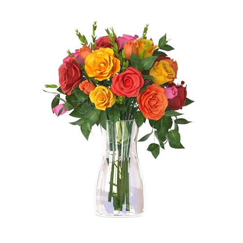 Der Rose Glass Flower Vase Iridescent Vase for Flowers Bouquet Decorative Vase for Home Decor Centerpiece Gift 458 Inch Iridescent - Image 1