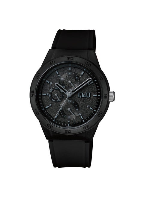 Q&Q Watch for Men, Quartz Movement, Analog Display, Black Resin Strap-VS54J009Y