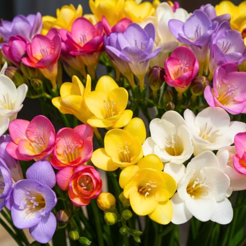 CZ Grain Freesia Mixed Colors Bulbs for Spring Planting - 10 Bulb Mix Pack - Large Healthy Bulbs - Great for Container or Outdoor Growing - Image 1