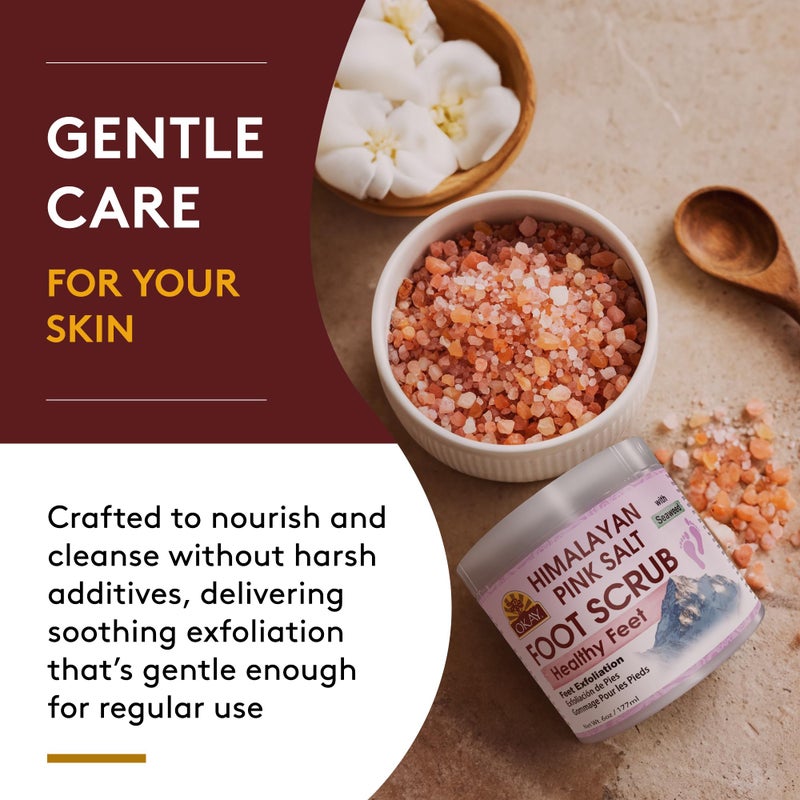 OKAY Himalayan Pink Salt Foot Scrub - Himalayan Salt Scrub, Body Exfoliator for Women and Men, Exfoliating for Feet, Hands & Face, Vegan, Natural Ingredients - 6 oz Jar (Pack of 1) - Image 5